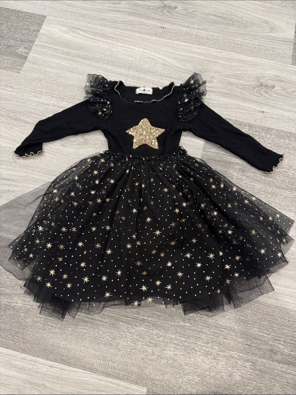 Black & Gold Star Tulle Dress Costume for Kids